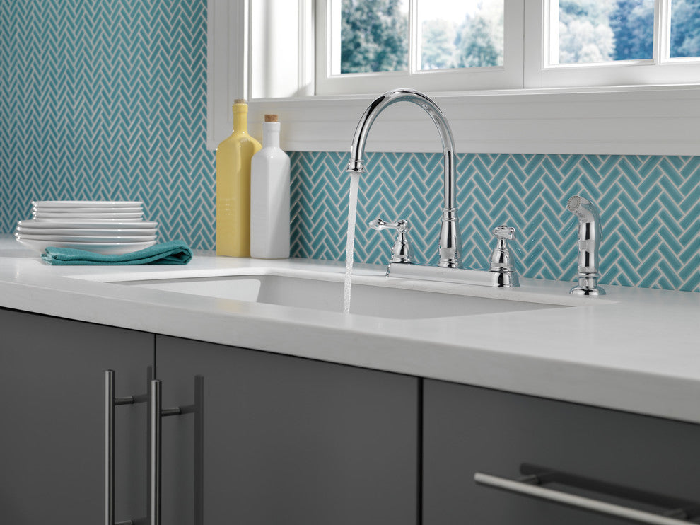 Delta Windemere Two Handle Kitchen Faucet, Chrome, 21996LF