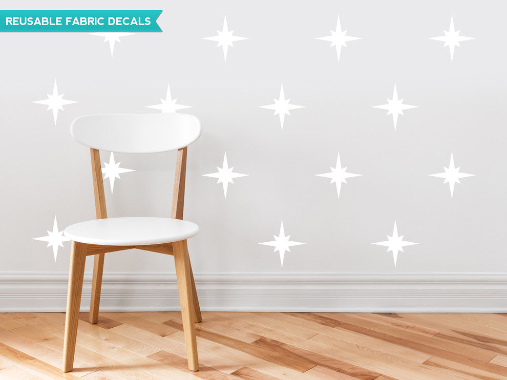 Retro Stars Fabric Wall Decal, White