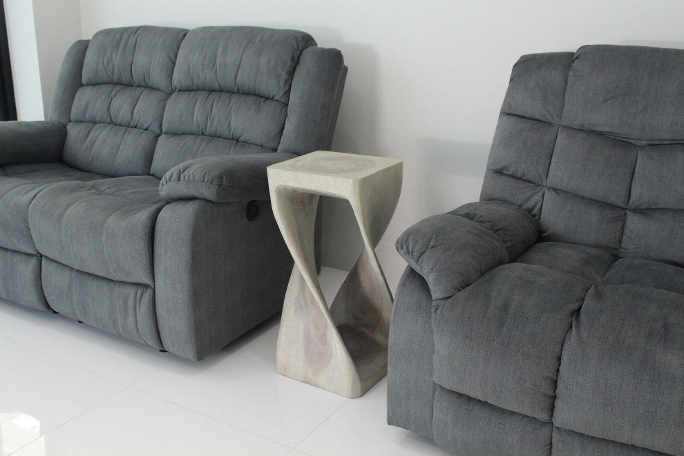 Haussmann Original Wood Twist Stool 12 X 12 X 26 In High Grey Oil