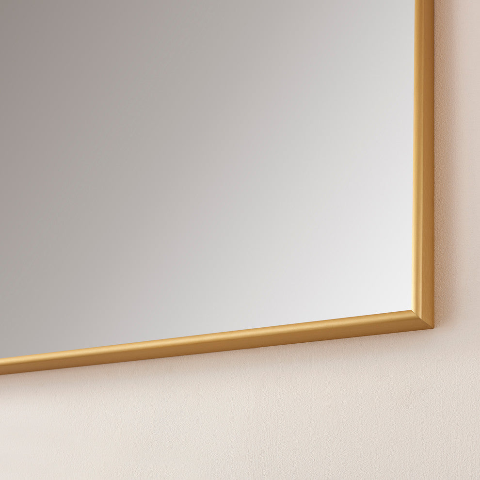 Viella Rectangular Aluminum Wall Mounted Mirror, Brushed Gold, 72"