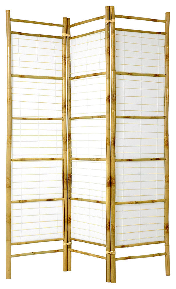 6' Tall Burnt Bamboo With Rice Paper Shoji Screen