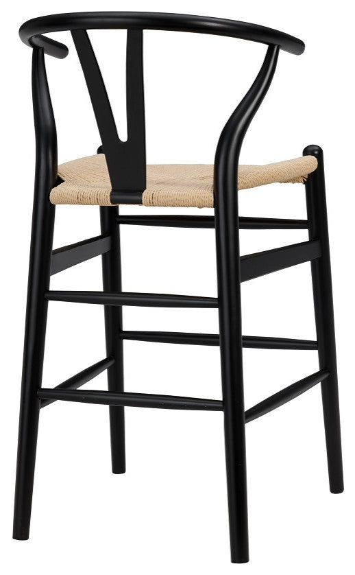 Evelina-C Counter Stool With Natural Seat, Black