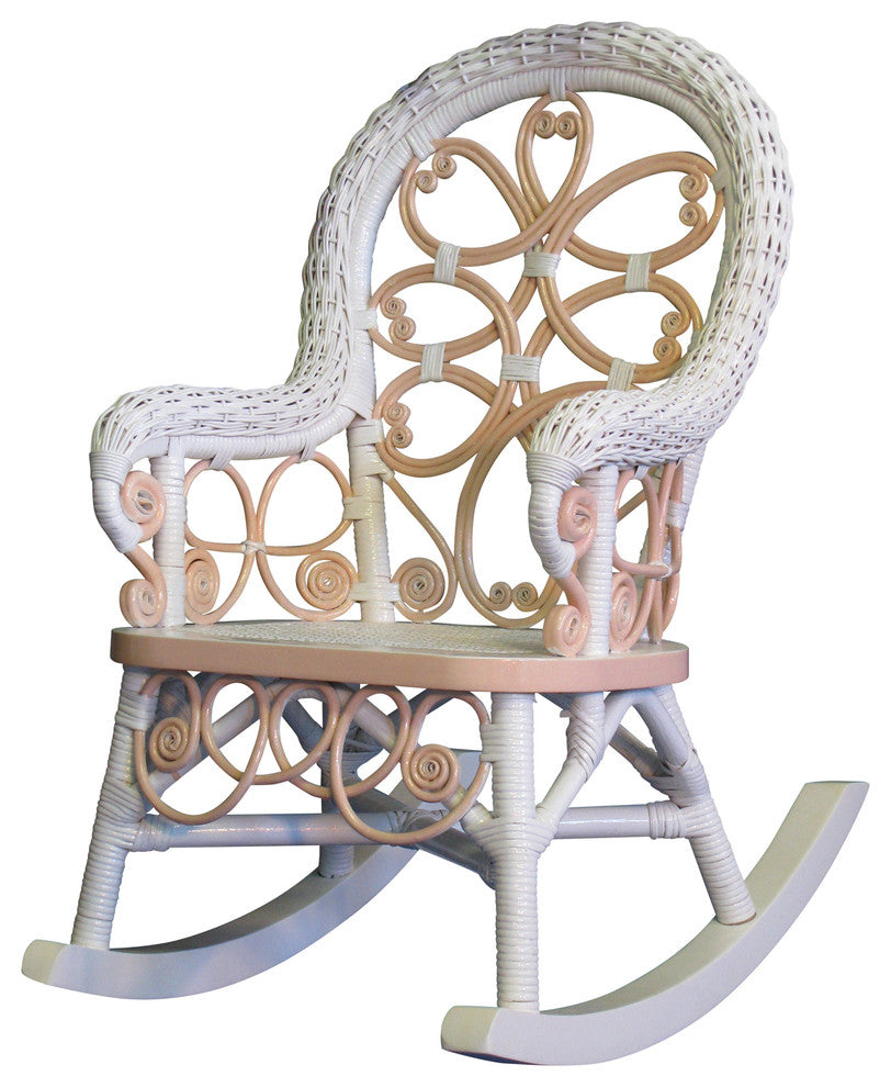 Victorian Child's Rocker, Pink and White