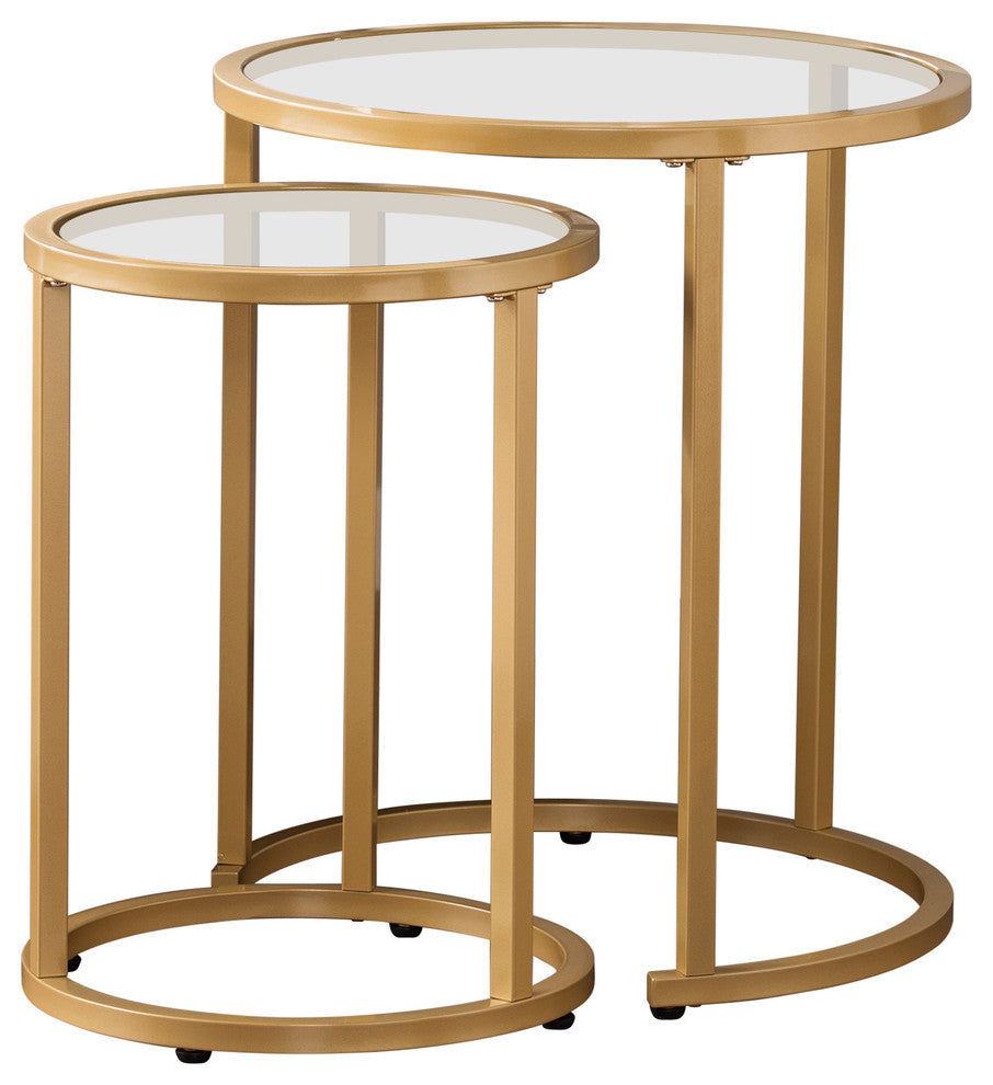 Hannon Glam Nesting Side Tables, Gold, 2-Piece Set