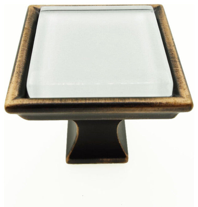 Crystal White Crystal Glass Oil Rubbed Bronze Madison Classic Knob