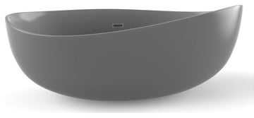 CastelloUSA Newport 71" Solid Surface Stone Resin Freestanding Bathtub, Gray