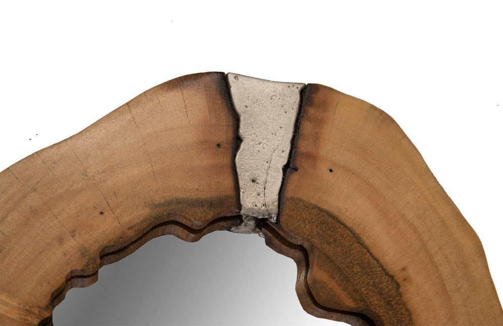 Molten Mirror Wall Art, Poured Aluminum in Wood