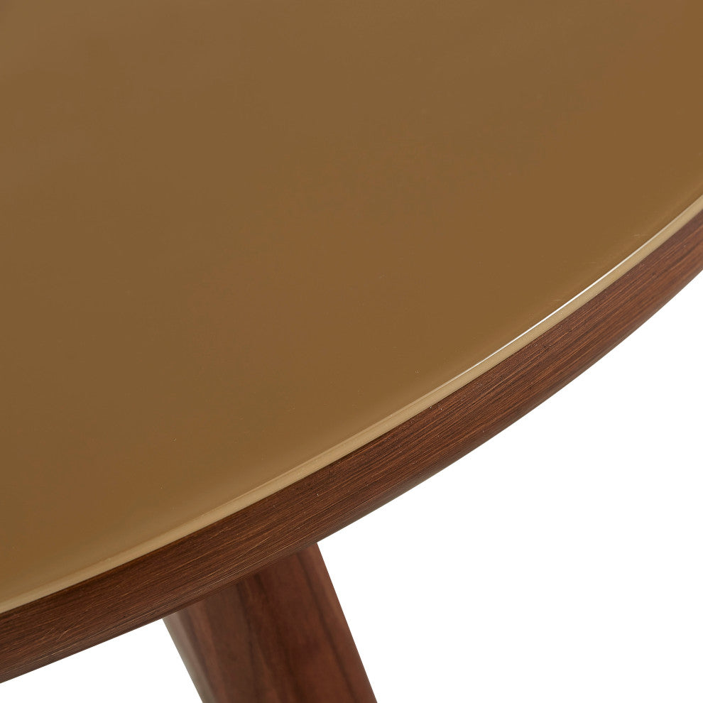 Oani Walnut and Glass Coffee Table, Round