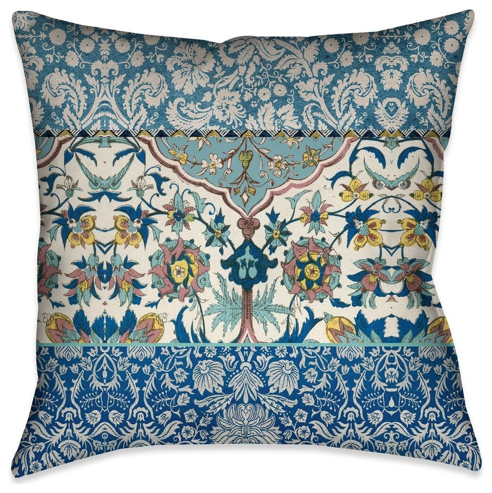 Laural Home Royal Blue Bohemian Tapestry 18" X 18" Indoor Decorative Pillow