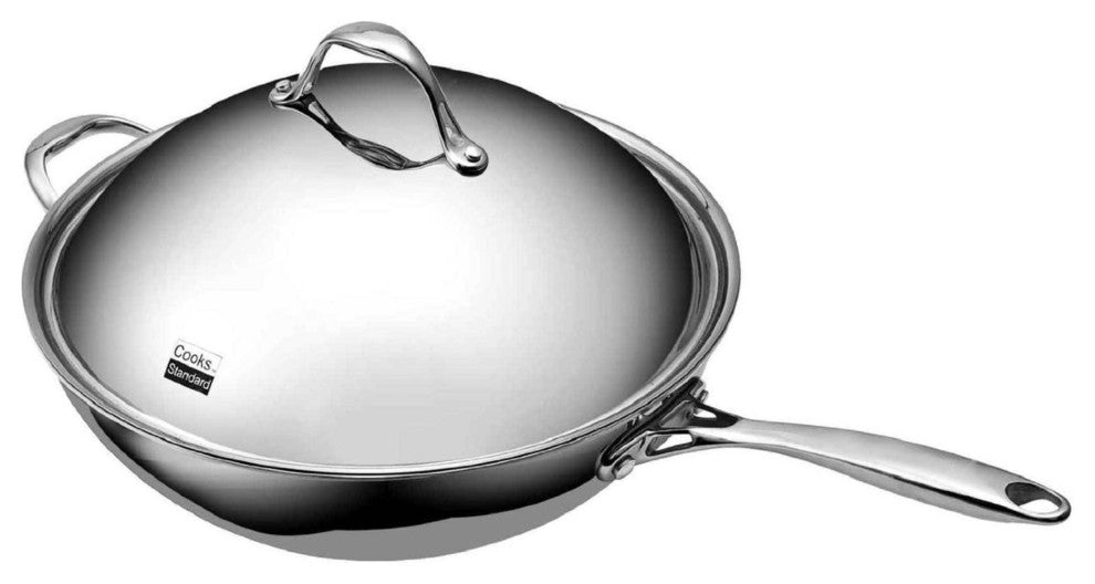 Cooks Standard Multi-Ply Clad Stainless-Steel 13" Wok With Dome Lid