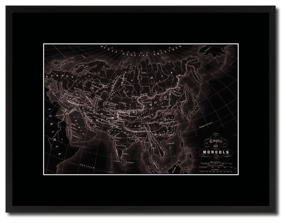 Mongolian Empire Asia Vintage Vivid Sepia Map Canvas, 16"x21"