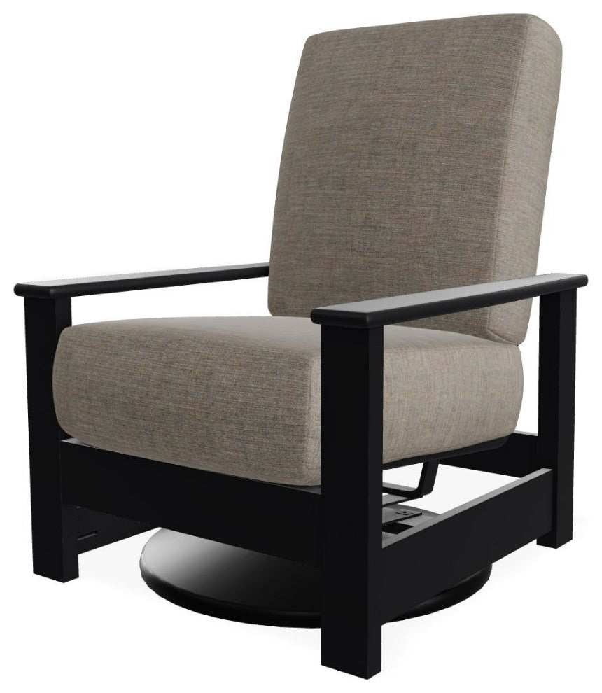Leeward Deep Seat Outdoor Hidden Swivel Rocker, Rain Cast/Black