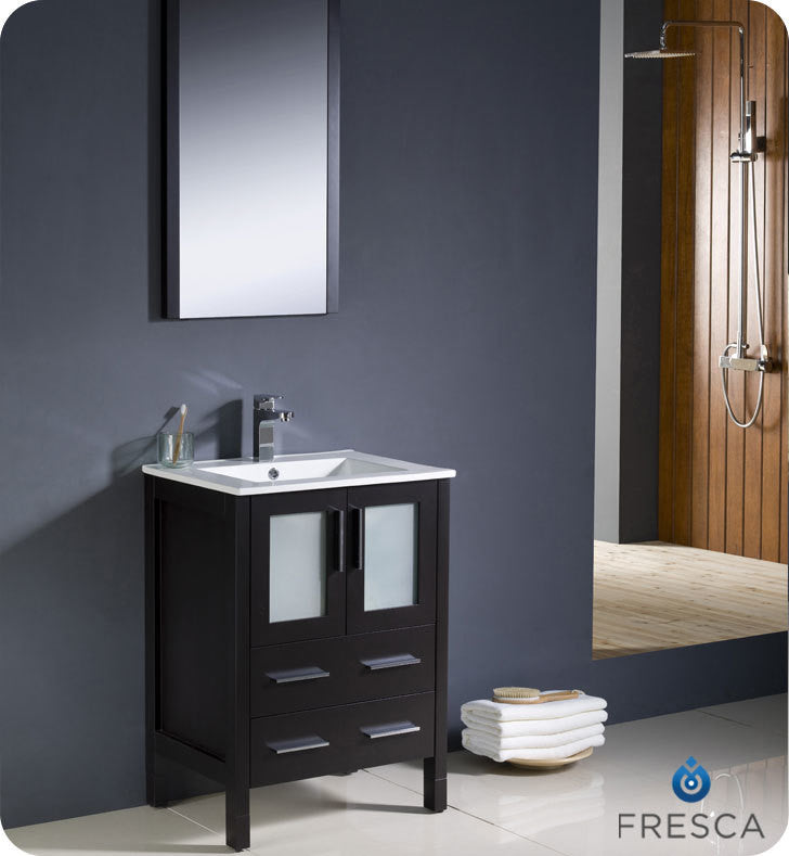 Torino 24" Espresso Modern Bathroom Vanity With Integrated Sink, FFT3111CH