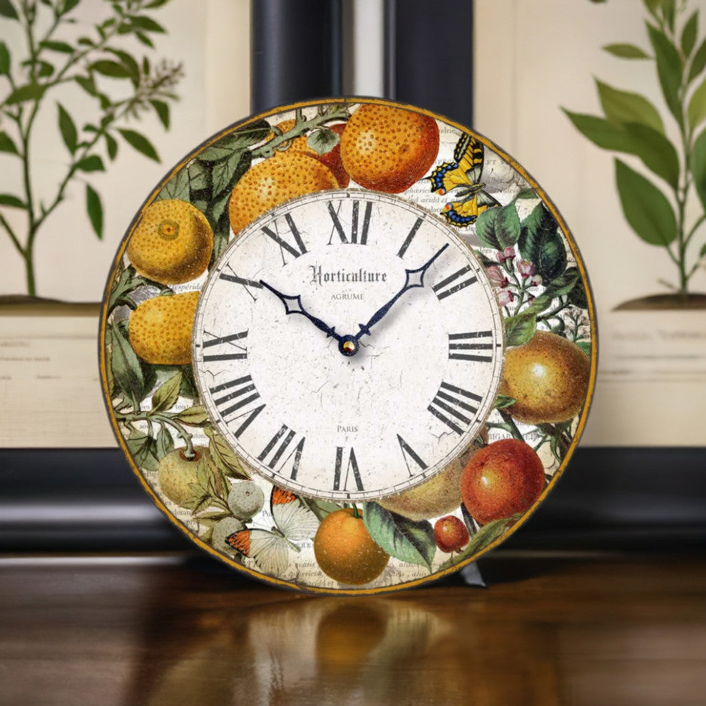 Vintage-Style 12  Inch Citrus Fruits Wall Clock