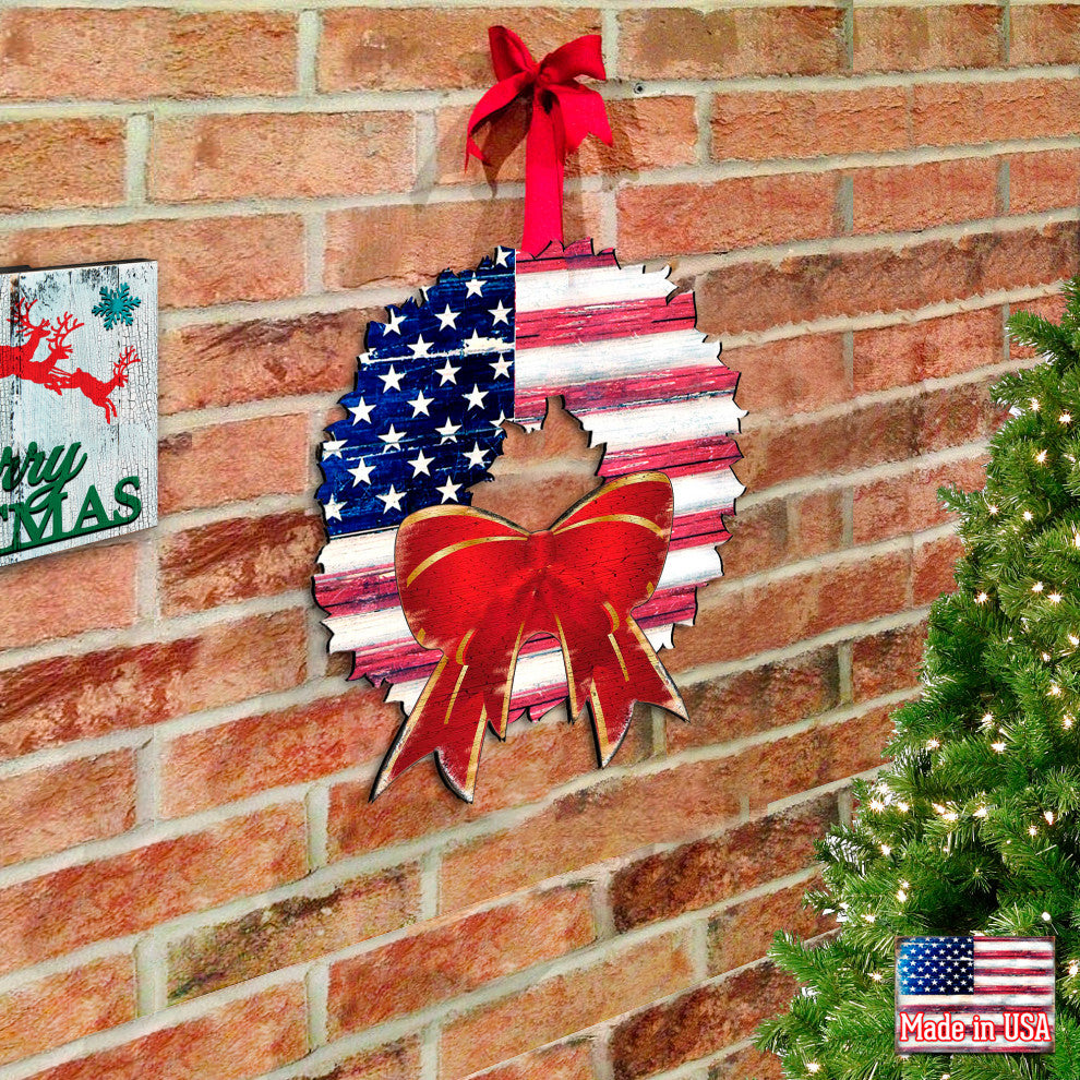 American Flag Wreath Door Hanger