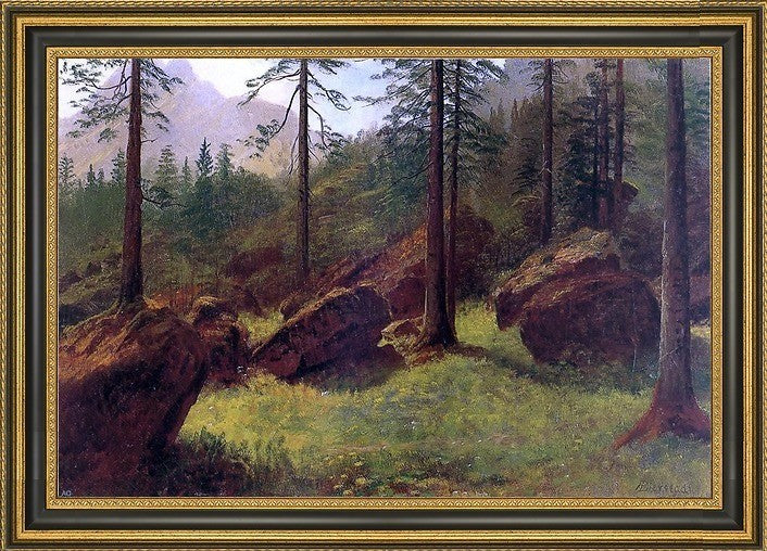 Albert Bierstadt Wooded Landscape Framed Premium Canvas Print, 16"x24"