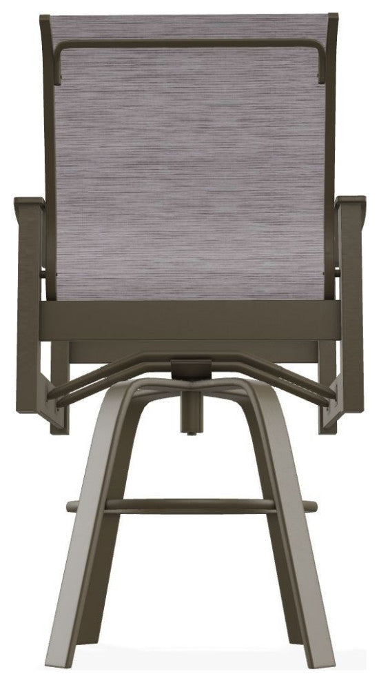Leeward Sling Bar Height Outdoor Swivel Armchair, Fossil/Beachwood