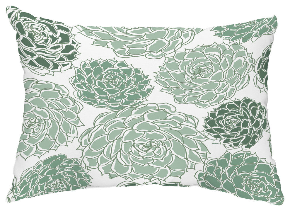 Olivia 14"x20" Floral Decorative Outdoor Pillow, Green