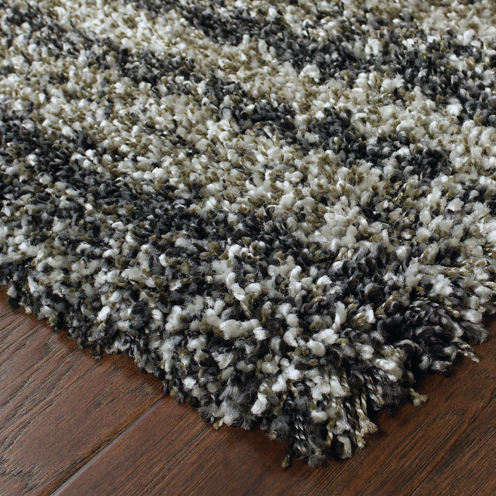 Hartley Shadow Stripes Gray and Charcoal Area Rug, 7'10"x10'10"