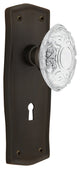 Prairie Plate Double Dummy, Keyhole Crystal Victorian Knob, Oil-Rubbed Bronze