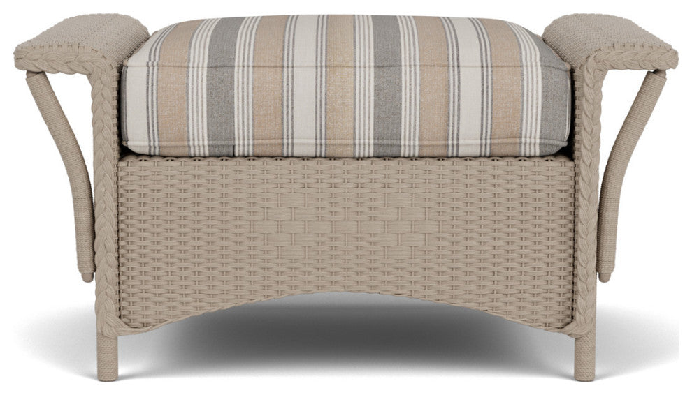 Lloyd Flanders Nantucket Ottoman, French Beige, Purveyor Pewter