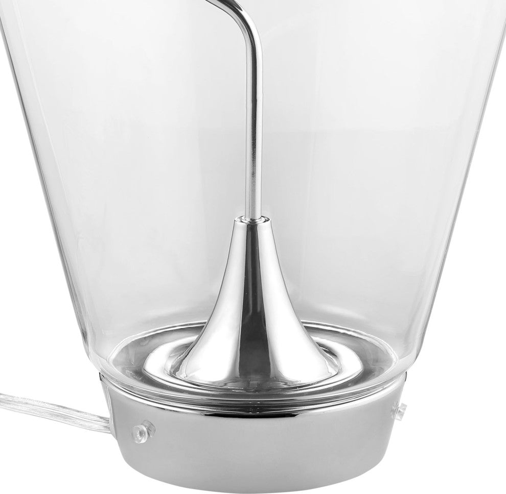 Modern Urban Contemporary Glass Top Table Lamp, Silver Glass