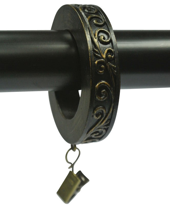 1 3/4" Scroll Designer Curtain Rings, Burnt Gold, Set of 14