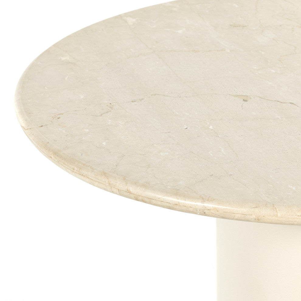 Belle Round Dining Table-Cream Marble