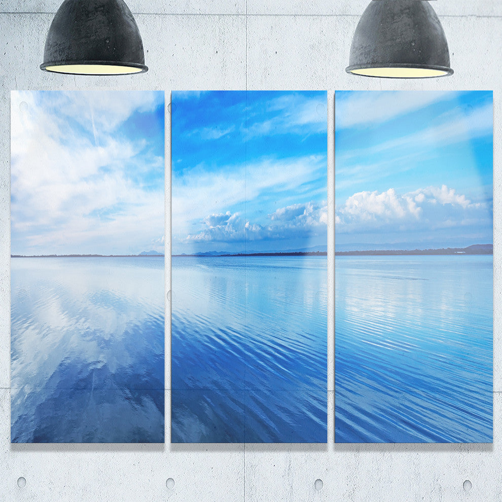 "Sunset Blue Panoramic Landscape" Metal Wall Art, 3 Panels, 36"x28"