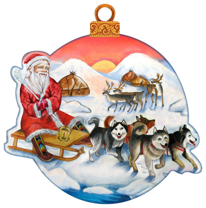 Sled Dog Race To Christmas, Wooden Decorative Door Hanger