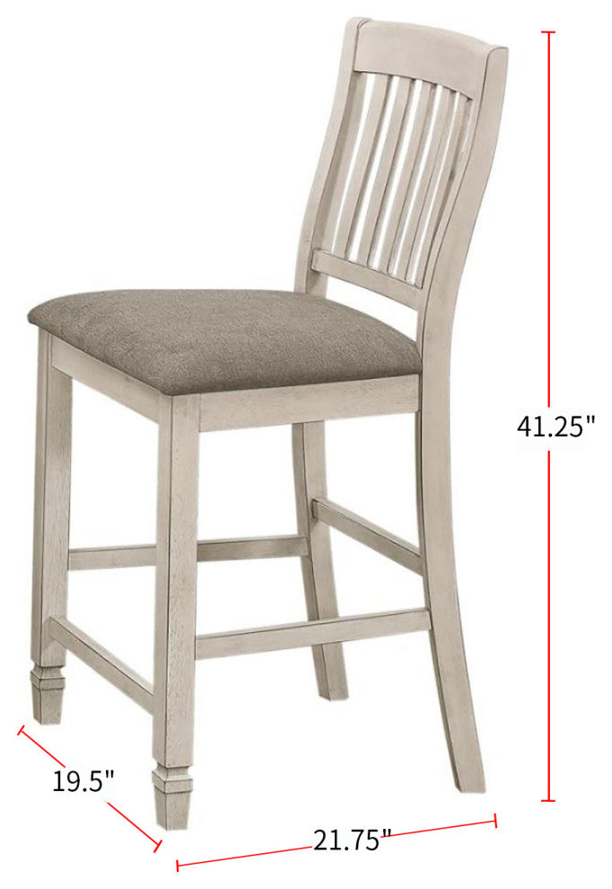 Set of 2 Wood Dining Chair, Fossil and Rustic Cream