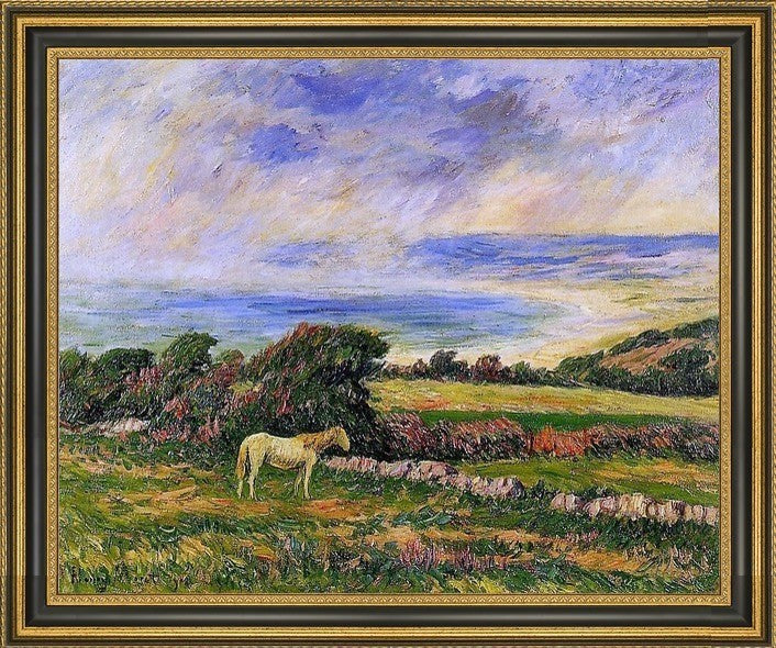 Henri Moret Horse in a MeadowFramed Premium Canvas Print, 16"x20"