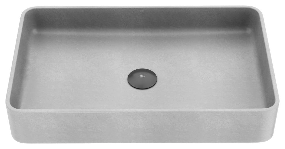 VIGO Basilica 23"L x 14"W x 4"H Concreto Stone Rectangular Bathroom Vessel Sink