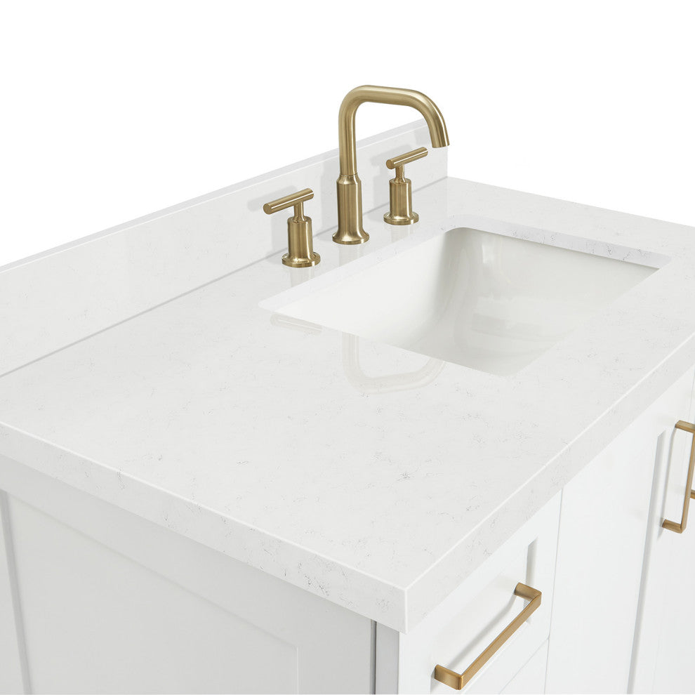 Ariel Taylor 36" Right Offset Single Rectangular Sink Bathroom Vanity