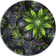 Glossy Green Purple Fractal Flowers, Floral Disc Metal Artwork, 36"