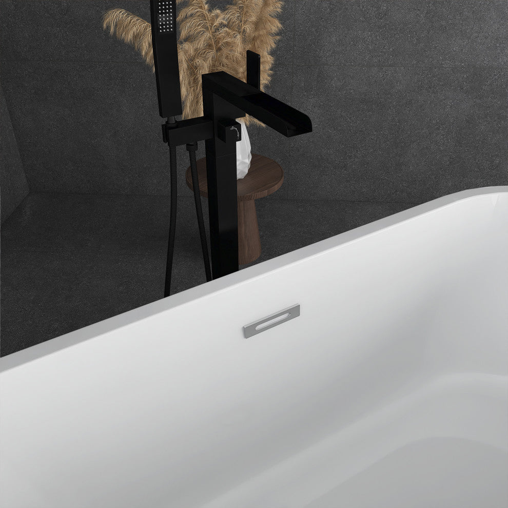 Acrylic Freestanding Soaking Bathtub in White, 67"29