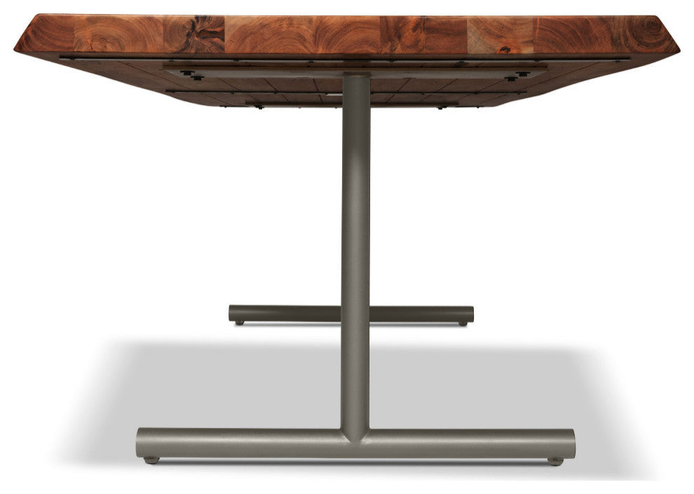 Brooks Dining Table, T Base, 40"x116", Americano Top, Pewter Base