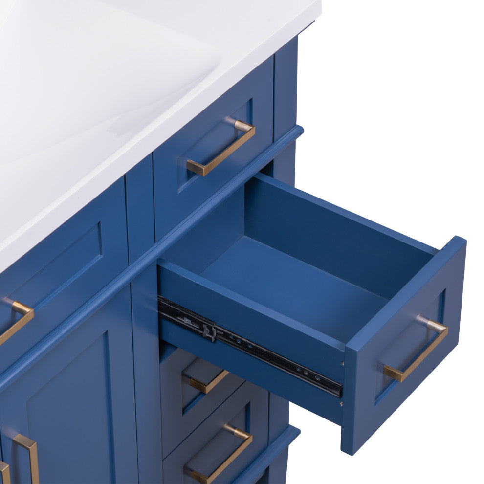36 Inch Bathroom Vanity with Resin Sink, Blue