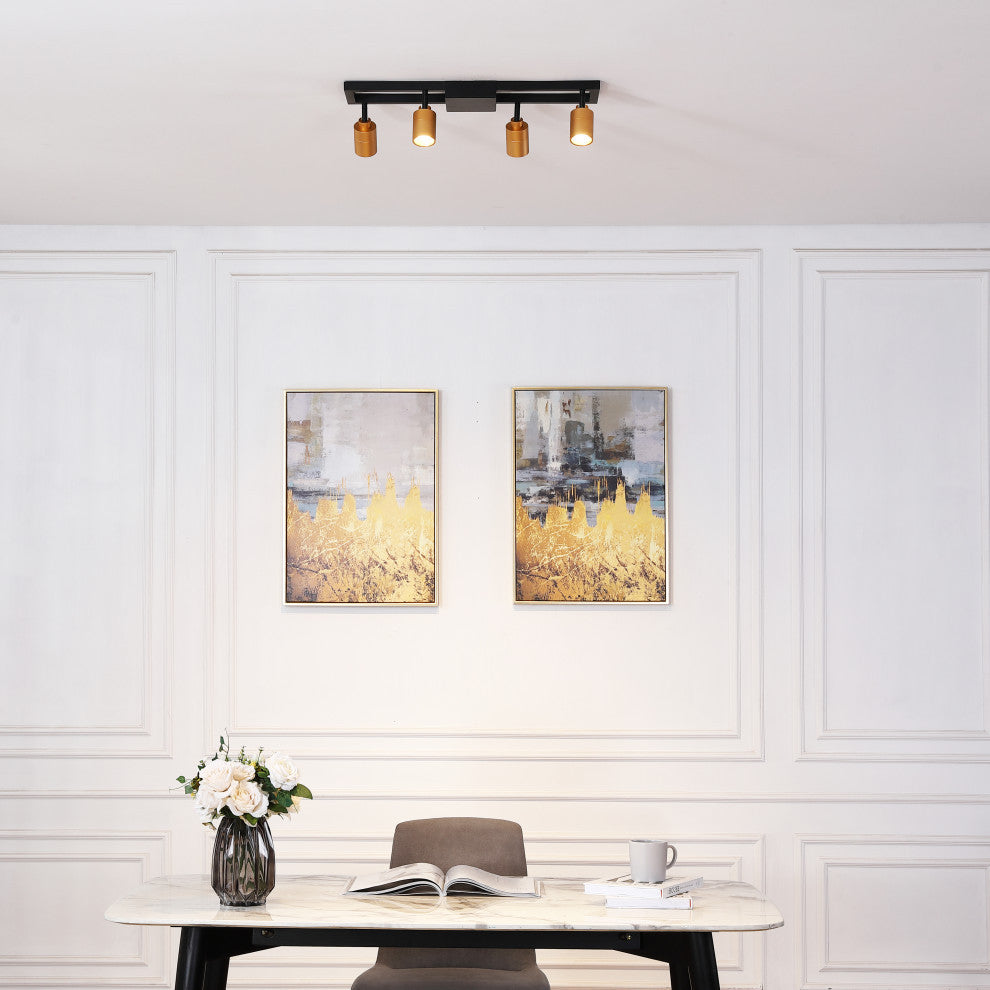 Vidalite Shura 4 Head LED Flush Mount Square Track, Gold