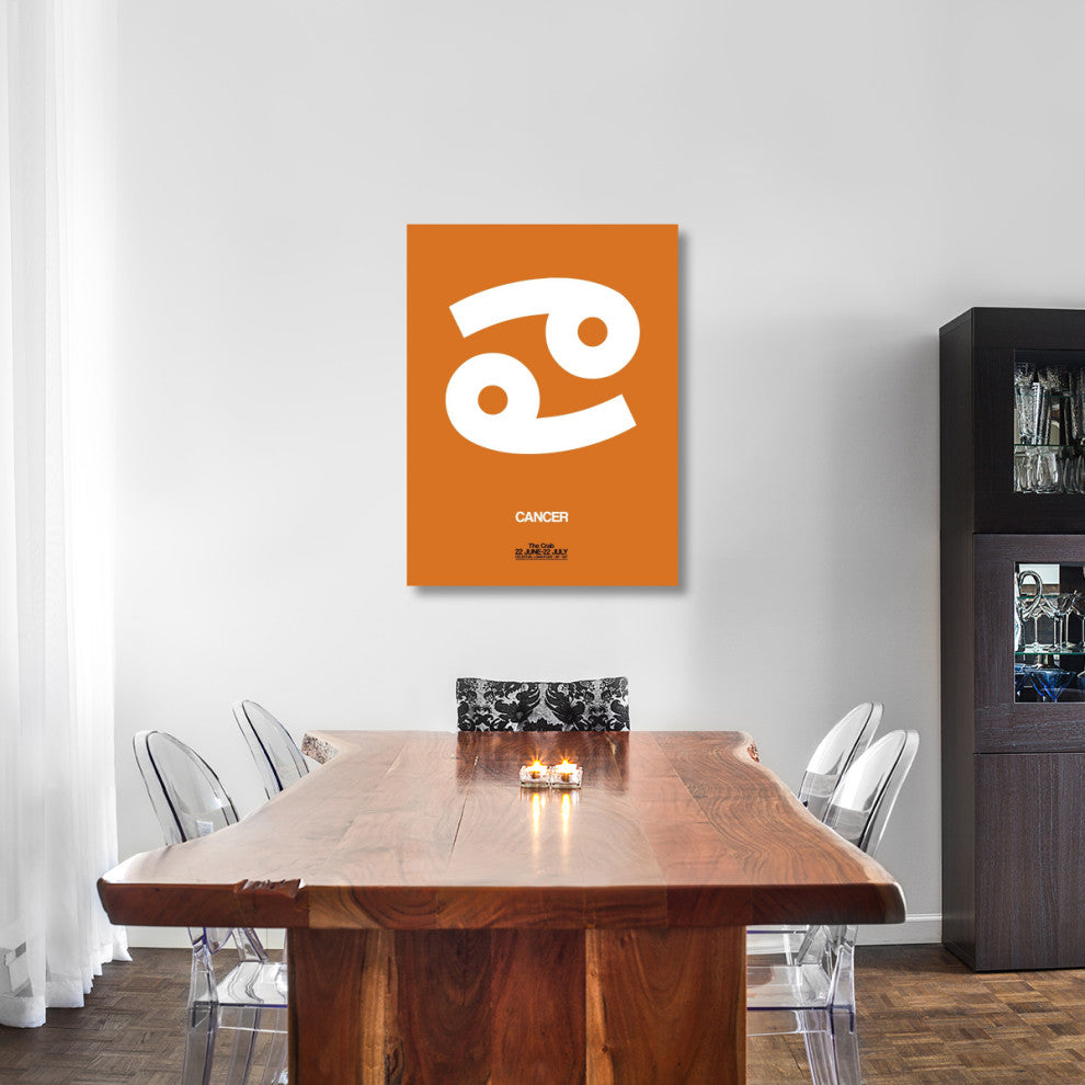 "Cancer Zodiac Sign White on Orange" Fine Art Print