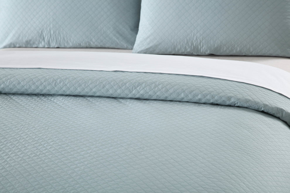 Cottonpure 100% Cotton Diamond Quilt , Blue, Full/Queen