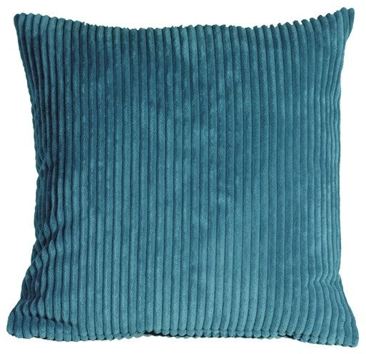 Pillow Decor - Wide Wale Corduroy 18 x 18 Throw Pillows, Marine Blue