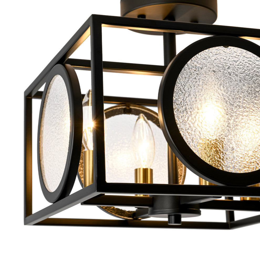 Modern Farmhouse 4- Light Square Water Glass Semi Flush Mount