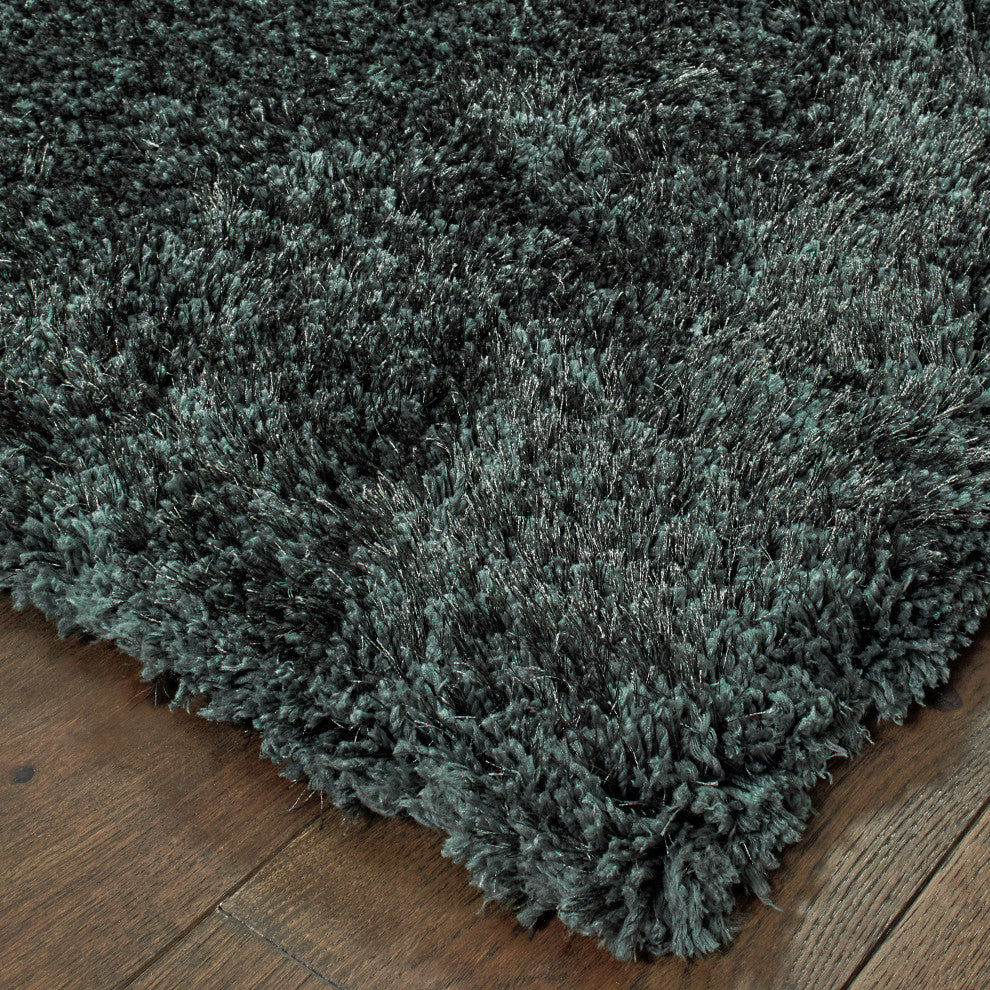 Milan Shag Shag Black and Black Rug, 5'x7'