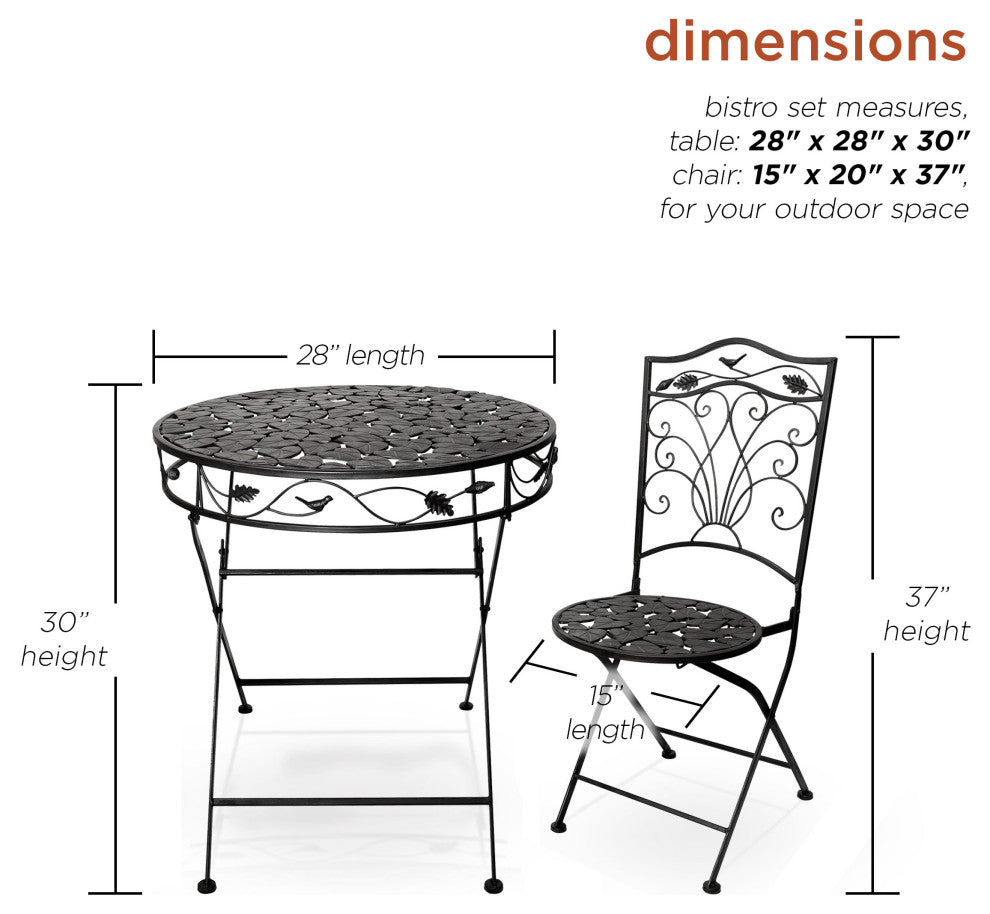 Iron 3-Piece Sun Leaves Bistro Set