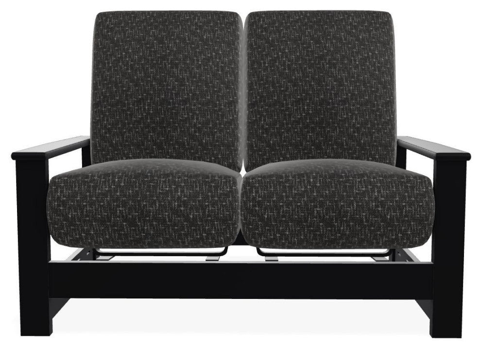 Leeward Deep Seat Outdoor Loveseat with Hidden Motion, Hither Char/Black