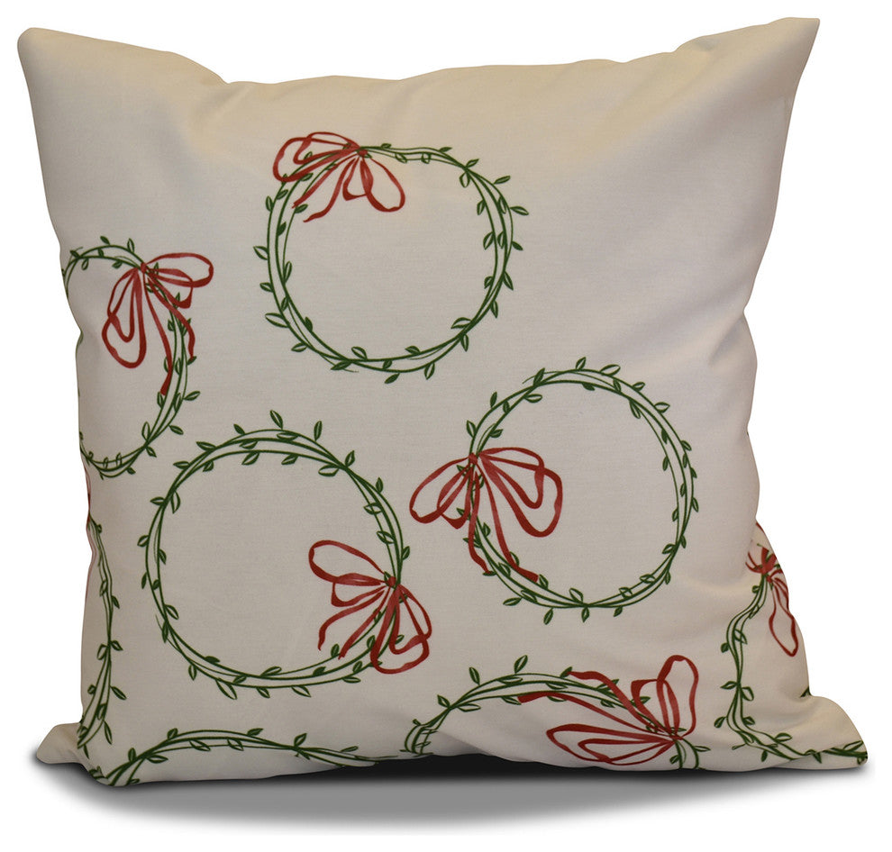 Decorative Holiday Outdoor Pillow Geometric Print, Green, 18"x18"