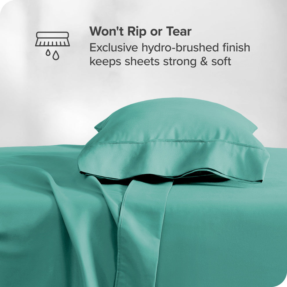 Bare Home Twin XL 1800 Microfiber Sheet Set, Turquoise