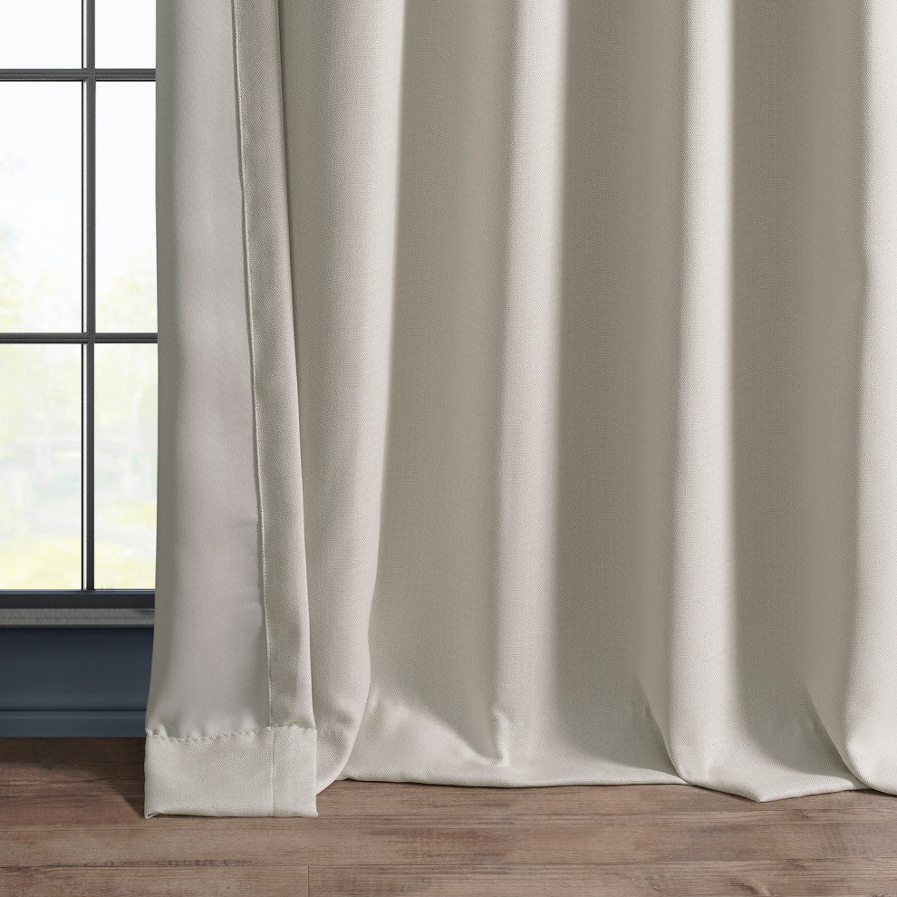 Faux Linen Darkening Curtain Single Panel, Birch, 50"x96"