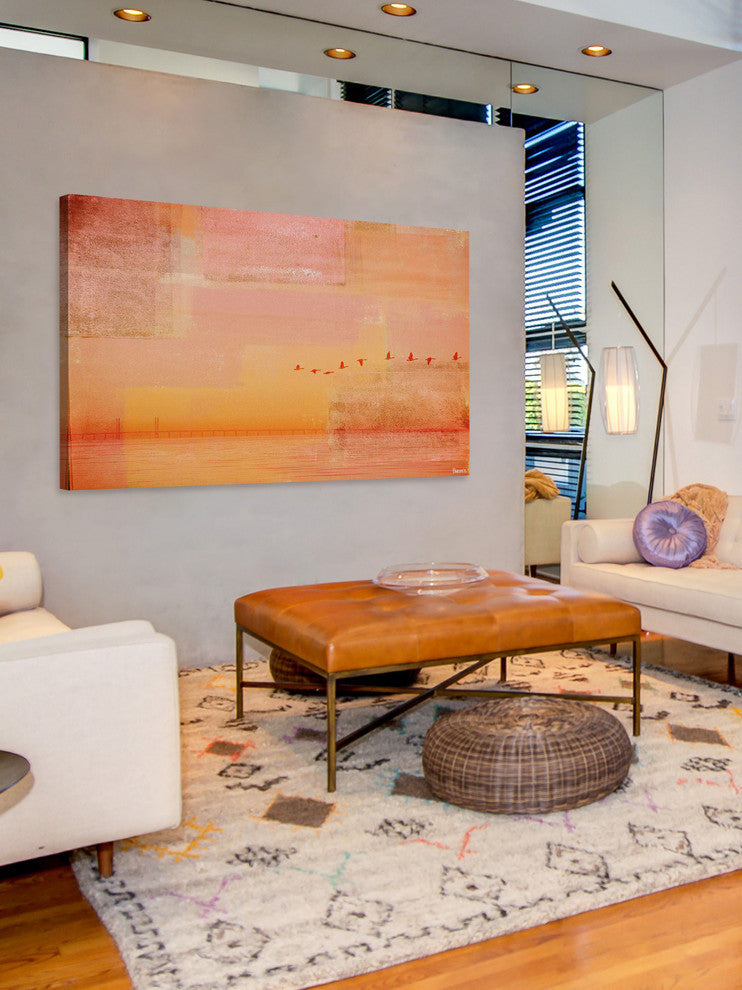 "Traveling Birds" Painting Print on Wrapped Canvas, 45"x30"